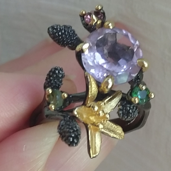 Natural lavender amethyst sterling artistic ring - Picture 5 of 8